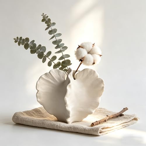 Small White Ceramic Vase,7 Inch Coral Shaped Coastal Vase for Home Decor,Modern Boho Farmhouse Table Centerpiece for Living Room Entryway, Decorative Flower Vase for Pampas Grass & Dried Flowers - color: Coral Vase