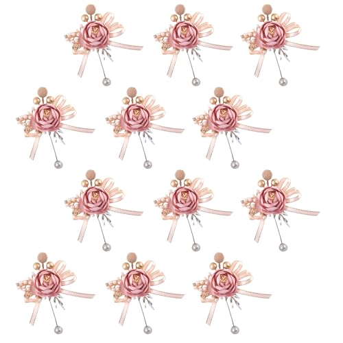 Blush Pink Boutonnieres Set of 12 for Groom Groomsmen Best Man Artificial Flower Formal Party Boutonniere for Men Suit Decoration Wedding Graduation Prom Homecoming Blush Pink - color: Blush Pink Boutonnieres (12pcs)
