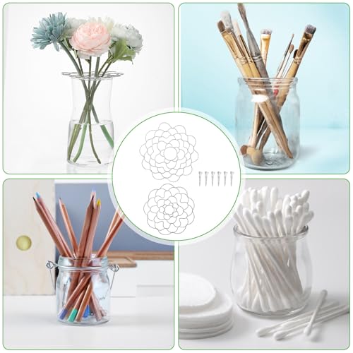 Xinjoduz 2PCS Blossom Grid Reusable Stainless Steel Flower Arrangement Holder Used for Easy Vase Floral Arranging Art(5in, 6in)