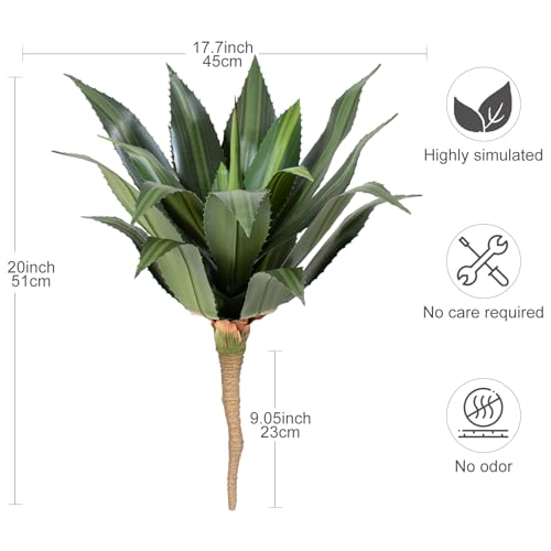 22 inch Artificial Agave Outdoor Set Spiky Edged Agave Artificial Plants Suitable for Indoor Home Decor Realistic and UV-Resistant Artificial Succulents Planters Not Included 2 Piece Set - color: Agave Spines, size: 22in
