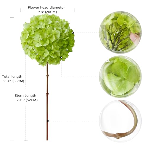 ZYTUYO 3PCS Green Hydrangea Artificial Flowers 25.6" Large Fake Hydrangeas Flowers with Stems Faux Silk Bouquet for Indoor Home Decor Table Wedding Party Floral Outdoor Centerpieces - color: Green