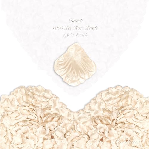 Pyrrhiax 1000Pieces Rose Petals, Artificial Flower Petals Fake Rose Petals for Romantic Night,Wedding,Proposal Anniversary Flower Decorations (Champagne) - color: Champagne, size: 1000pcs