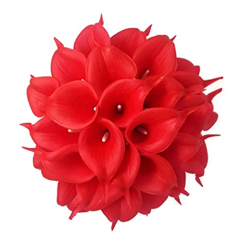 Floral Kingdom 20 Pack Artificial Calla Lily Flowers 14 Inch Red – Real Touch Faux Flowers for Home Decor, Table Centerpieces, Holiday & Party Arrangements - color: Red