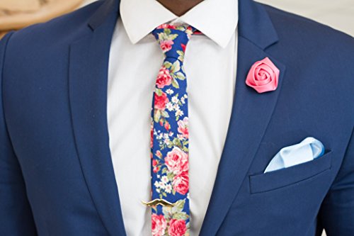Flairs New York Gentleman's Essentials Premium Handmade Flower Lapel Pin Boutonniere - color: Baby Blue [Rose Bud]