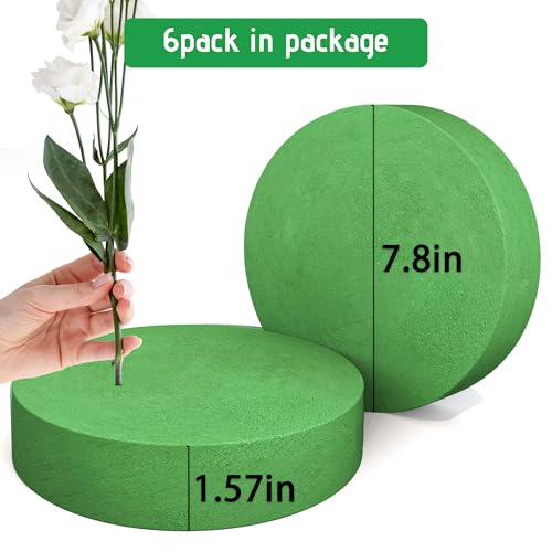 Max Shape 6Pcs Floral Foam Round Blocks, Large Wet and Dry Green Foam for Artificial and Fresh Flower Arrangement,Flower Foam Blocks for Wedding Party Decorations (7.8 Inch) - size: 7.8 Inch