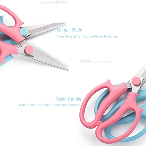 Leize Flower Scissors, Premium Thickened Stainless Steel Floral Shears, Strong Pruner for Flowers, Branches and Leaves (Blue Slender) - color: Blue Slender