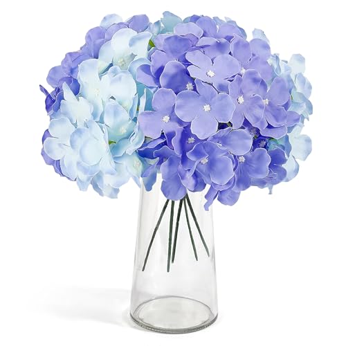 Auihiay 64Pcs Hydrangea Artificial Flowers Bulk, Faux Hydrangea Flowers Heads with Stems for Wedding Centerpieces Engagement Anniversary Birthday Housewarming(Mixed Purple) - color: Mixed Purple