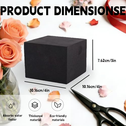 8 Pack Black Floral Foam Blocks, 4"x4"x3" Reusable & Water Absorbent Wet Foam for Artificial Silk Flowers, Wedding, Home Decor & Outdoor Planters - size: 4*4*3