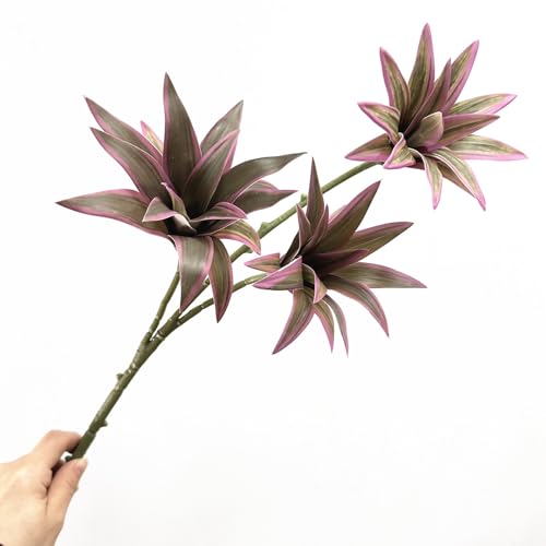 Fake Dracaena Plant, Artificial Greenery Branches 18.5" Realistic Shrubs Small Leaves Stems Faux Plants for Indoor Outdoor Garden Potted Wedding Party Office Planter Filler DIY Decoration Purple 2 Pcs - color: Dracaena Reflexa - Purple 2 Pack