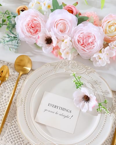 Kisflower Pink Artificial Flowers Combo Cake Flowers Decorations Fake Peony Silk Roses Gift Box for DIY Wedding Bridal Bouquet Centerpieces Arrangements Party Baby Shower Holiday Decor (Pale Pink) - color: Pale Pink