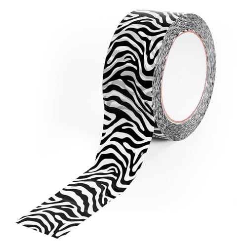 Whaline 109 Yard Zebra Packing Tape Gift Wrapping Tape Black White Zig-Zag Zebra Pattern Tapes for Small Business DIY Crafts Box Carton Decor - style: Black White Zebra Pattern
