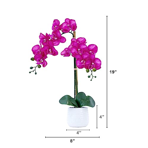 Nearly Natural 19in. Artificial Purple Orchid with Decorative Vase