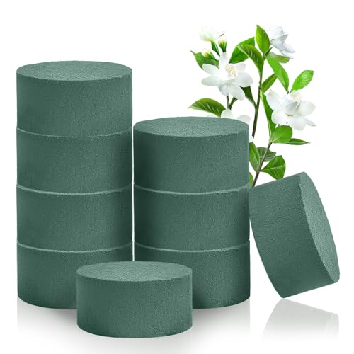 9 Pcs Round Floral Foam Blocks, 3.2 inch Plant Flower Foam, Green Flower Foam for Fresh or Artificial Flower Arrangements, Florist Foam for DIY Crafts, Wedding, Birthdays, Home Decor - color: 9Pcs, size: 3.2"Wx1.6"H