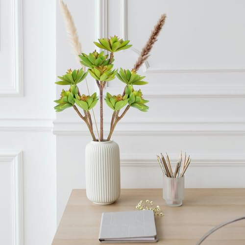 Woration 3PCS Artificial Succulents Branch Fake Plants Unpotted Faux Large Succulent for DIY Crafting Home Floral Wall Garden Arrangement Office Party Decoration - color: Green Style D
