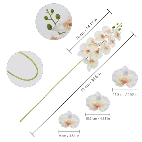 6PCS Champagne Orchids Artificial Flowers 36" Artificial Silk Phalaenopsis Flowers Faux Orchid Stems for Wedding Party Office Home Décor (Champagne) - color: Champagne