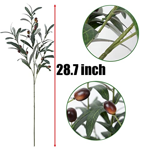 SzJias Olive Branches for Vases Artificial Olive Branches Faux Tree Branches Stems for Vase (6 Branches, 28.7 inch/Each)