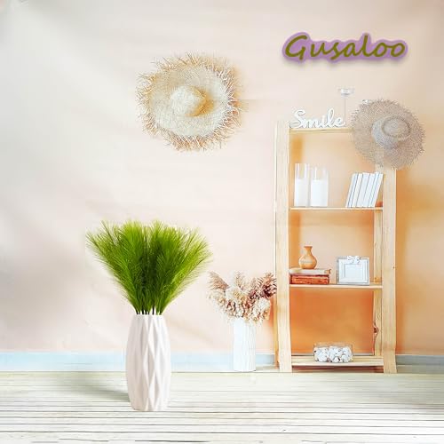 Artificial Faux Pampas Grass 8 Pcs Fake Artificial Adjustable Pampas Grass Variable Length Tall Fluffy Stems Table Vase Filler Centerpiece for Living Room Decor Boho Decor Wedding Grass Green - color: Grass-green