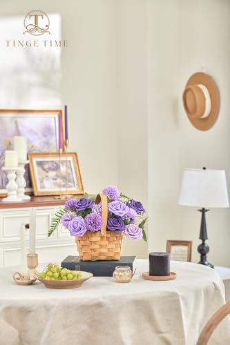 TINGE TIME Purple Flowers, Fake Flower Leaf Artificial Flower with Stems for DIY Wedding Bouquets Table Centerpieces Baby Shower Home Party Floral Arrangements Decorations - color: Purple