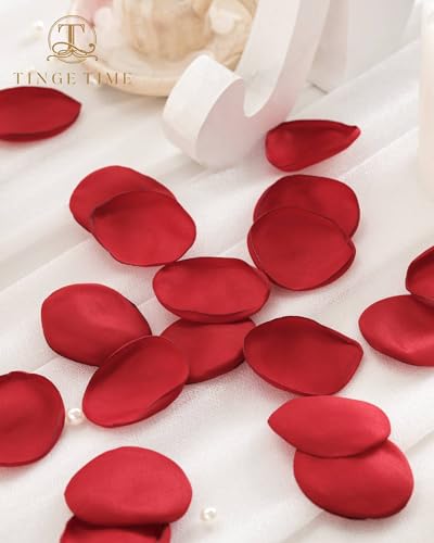 TINGE TIME 200pcs Silk Rose Petals Red Flower Petals for Wedding, Flower Girl Basket, Aisle Runner, Romantic Dinner Centerpieces, Proposal, Party Confetti - color: Red