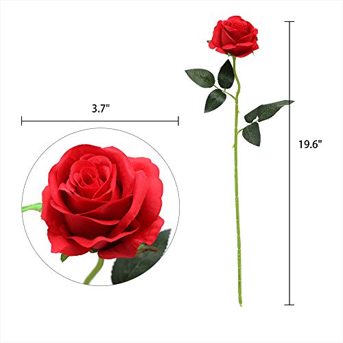 Nubry Artificial Silk Rose Flower Bouquet Lifelike Fake Rose for Wedding Home Party Decoration Event Gift 10pcs (Red) - color: Red