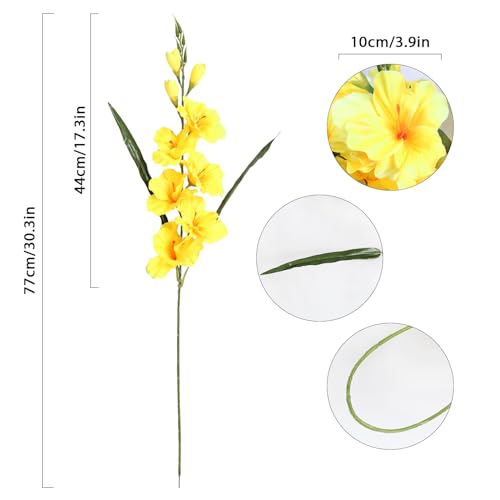 IPOPU Yellow Gladiolus Artificial Flowers 10 PCS 30.3 in Silk Gladiolus Flowers with Stems for Home Wedding Office Decoration(Yellow) - color: Yellow