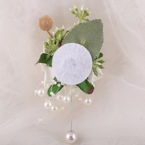 Ivory Boutonnieres Set of 12 for Groom Groomsmen Best Man Artificial Flower Formal Party Boutonniere for Men Suit Decoration Wedding Graduation Prom Homecoming Ivory - color: Ivory Boutonnieres (12pcs)