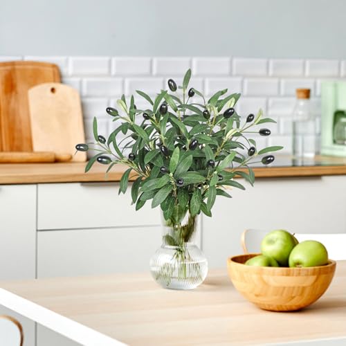 Betylifoy 12 Pack Artificial Olive Branches Faux Olives Plants Greenery Stems with Fruits 11.8" Fake Olive Tree Branches Leaves for Vase Bouquets Wedding Home Greenery Decor