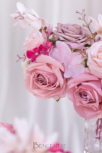 Hot Pink Wedding Centerpieces Flowers Set of 6 Mini Bridesmaid Bouquets Posy Bouquet Pre-Made Wedding Flowers Centerpieces for Tables Artificial Flowers - color: Hot Pink