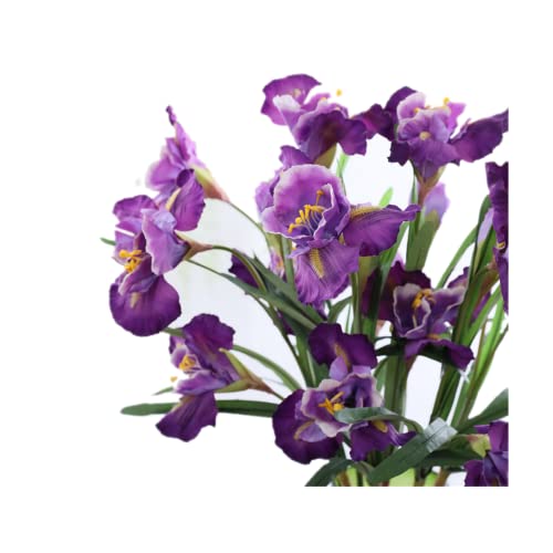 Rikyo 3pcs Artificial Iris Flower Purple Silk Flower 9 Heads, 36 Inch Artificial Flowers Bouquet Fake Outdoor Cemetery Flower Arrangements and Wedding Holding Flowers, Dining Table Centerpieces - color: Purple