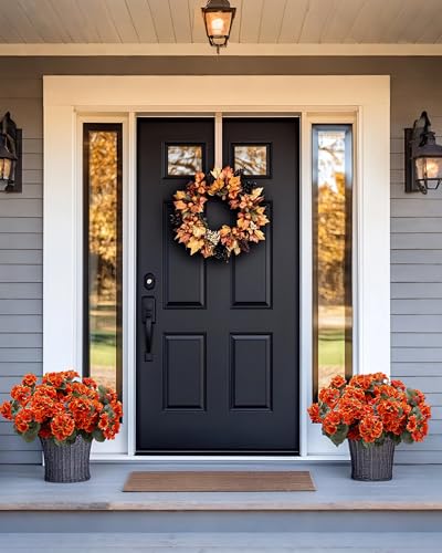 DuHouse Artificial Fall Flowers for Outdoor Garden Home Decoration 6 Bundles Artificial Geranium Flowers for Outdoor Kitchen Table Centerpieces Decor(Orange) - color: Orange