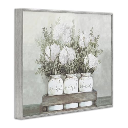 'Pristine Hydrangea Bouquet Sentiments'| Framed Giclee Art | Stupell Industries | Gray, 14 x 11 Inches, Easy to Hang and Sturdy, Made in USA, by Dogwood Portfolio - color: Farmhouse Gray (Textured), size: 14"L x 11"W