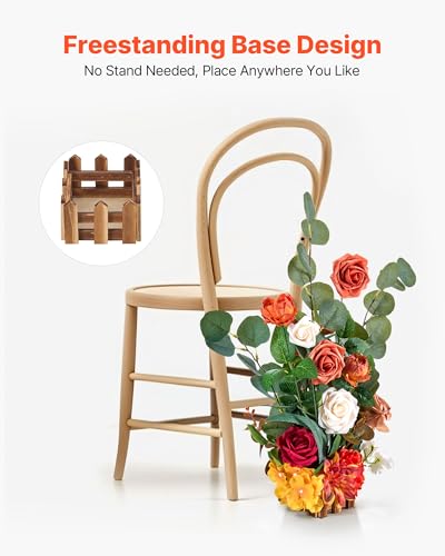 VEVOR Standing Artificial Flowers Arrangements 4 PCS, 17.5-Inch Tall Faux Flower Decorations for Wedding Aisle Runner Chair, Orange Floral Centerpieces for Ceremony Reception Party Outdoor Decor - color: Orange, size: 17.5Inch