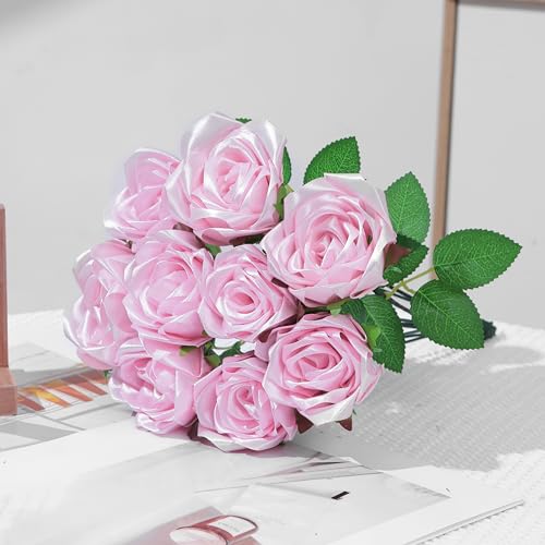 Pre-Assembled Satin Ribbon Petals (100Pcs), DIY Forever Rose Kit for Creating Unique Mother's Day, Wedding Bouquets - color: 100 Pcs Rose Pink
