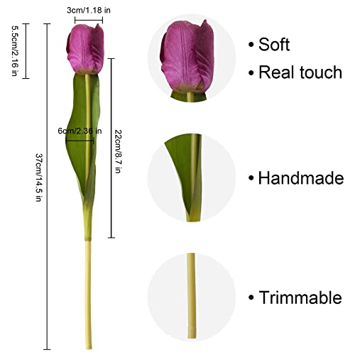 20PCS Artificial Tulips Real Touch Faux Flower Moisturizing Tulips for Photography Ornaments Home Garden Wedding Party Decor Fake Flowers (Purple) - color: Purple