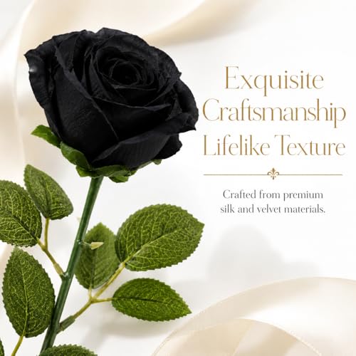 102 PCS Black Roses Artificial Flowers, Fake Roses Bouquet, Artificial Black Rose with Stems for DIY Wedding Flowers Decoration, Valentines Day Mothers Day, Bridal Bouquet Rose - color: Black, size: 102 Pcs