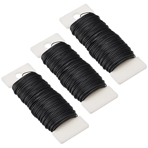 Hapeper 22 Gauge Floral Flexible Paddle Wire for Christmas Wreath Tree, Flower Arrangements, 3 Pack 114 Yards (Black) - color: Black