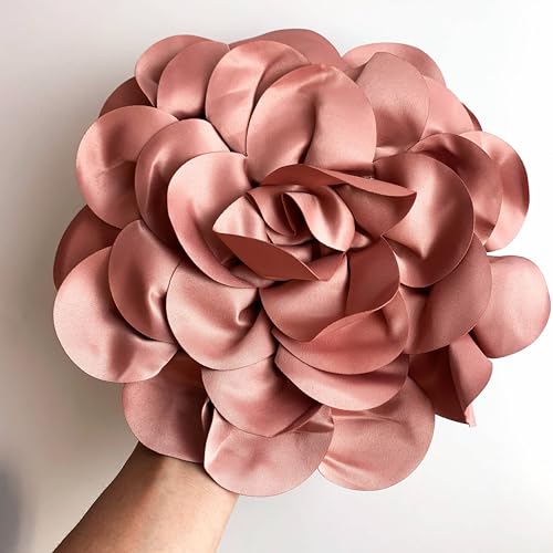 Heyiwell Large Satin Fabric flower for Brooch Pin Wedding Party Dance Dress Suit Clothes Head Hair Accessories DIY Decor 9.45"Inch - color: Dusty Pink