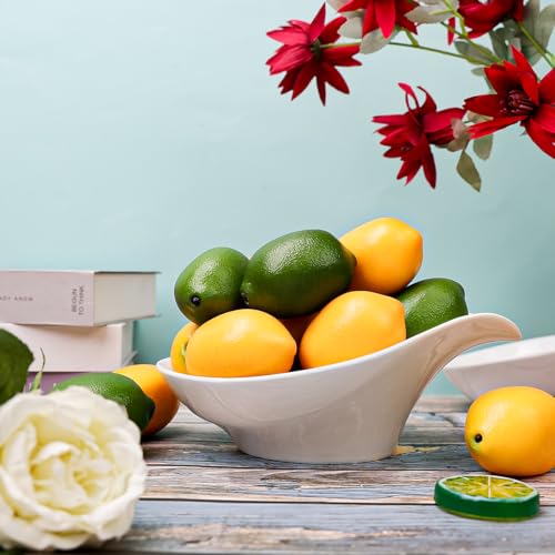 Gresorth 12pcs Yellow & Green Artificial Lifelike Simulation Lemon Fake Fruit Home Kitchen Cabinet Decoration - color: Yellow, Green