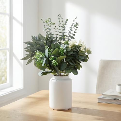 100PCS Eucalyptus Stems Bulk,4 Kinds Mixed Artificial Greenery Stems,Fake Eucalyptus Leaves for Table Centerpieces,Vase,Wedding Decorations,Bridal Bouquet,Home Decor - size: 100PCS