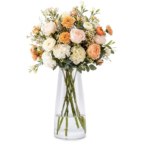 Crystal Clear Glass Vase, Flower Vase for Table Centerpiece Home Decor, Modern Vases for Living Room, Wedding, Office, Coffee Table, Birthday Housewarming Gift, 8.3inch (Clear) - color: Clear
