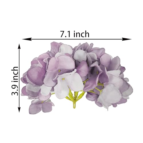 7.1''Light Purple Hydrangea Artificial Flowers,10Pcs Artificial Silk Hydrangea Heads,81 Petals Faux Flowers Heads with Stems for Home Wedding Baby Shower Decor(Light Purple) - color: Light Purple