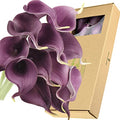 FiveSeasonStuff Real Touch Calla Lily Artificial Flowers Wedding Bridal Bouquet | Floral Arrangements | 15 Calla Lilies (Plum Purple) - color: Plum Purple