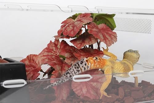 Reptile Plants for Terrarium, Ball Python Tank Decor Accessories fit Bearded Dragon Crested Leopard Gecko Lizard Chameleon Snake Frog Tortoise Hermit Crab - Fake Heuchera Micrantha Pink - color: E-fake Heuchera Micrantha Pink