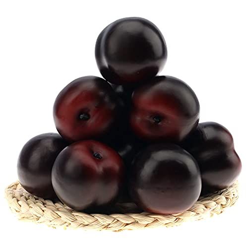 Gresorth 8pcs Artificial Realistic Brin Plum Fake Fruit Home Party Decoration Photography Props Model Simulation Lifelike Black Ornament - color: Brin Plum