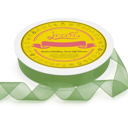 Light Green Organza Ribbon 1 inch x 100 Yards Sheer Chiffon Ribbon for Gift Wrapping Wedding Invitations Party Decoration Bridal Bouquets Crafts - color: Light Green, size: 1" X 100 Yards
