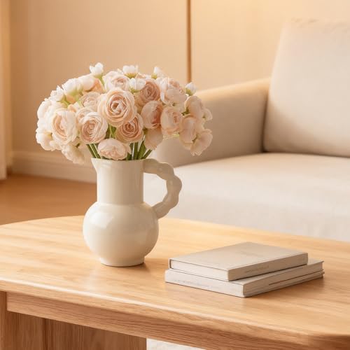 24 Stems Artificial Ranunculus Flowers - 96 Bloom Faux Silk Ranunculus Bouquet for Wedding Decorations, Home Décor, Holiday Arrangements & Large Event Centerpieces (Champagne) - color: Champagne