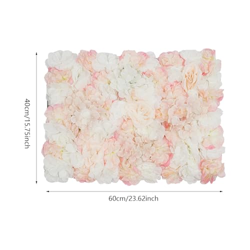 Flower Wall Panel Floral Backdrop, 6 Pcs Flower Wall Decor, 24" X 16" Silk Rose Wall, Artificial Flower Wall Backdrop Faux Flower Panel for Wedding, Party, Home (Champagne White) - color: Champagne White