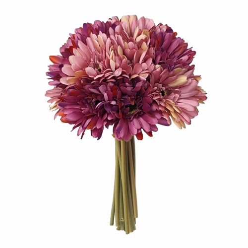 16Pcs Vintage Pink & Dusty Purple Gradient Artificial Flowers Arrangements,Fake Silk Flowers Gerbera Daisy Bulk, Lifelike Faux Daisy for Wedding Bouquet Table Centerpiece Home Decor - color: Pink