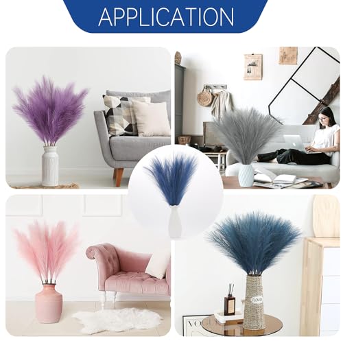 Faux Pampas Grass Decor ， 21.7 Inch Artificial Pampas Grass Peacock Blue Reed Grass, Vase Filler for Home Decor, Room, Bathroom, Wedding, Table Centerpiece - 20PCS - color: Peacock Blue
