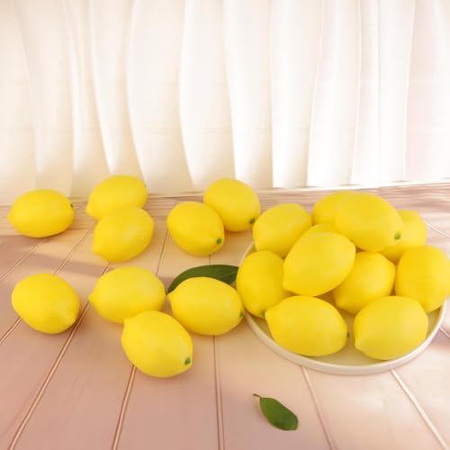 9PCS Artificial Lemon, Realistic Fake Fruit Lemon Ornaments, Summer Fruit Party Photography Teaching Props for Home Kitchen Table（Yellow） - size: 9PCS